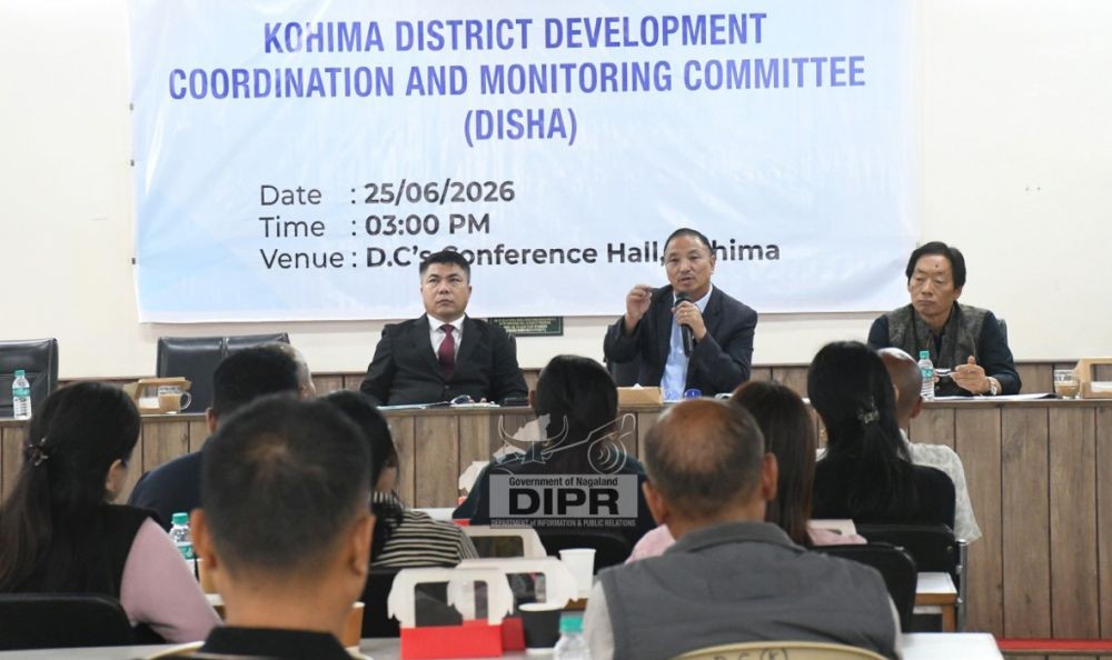 MP Lok Sabha S Sunpongmeren addressing the DISHA meeting held at the DC’s conference hall in Kohima on June 25. (DIPR Photo)